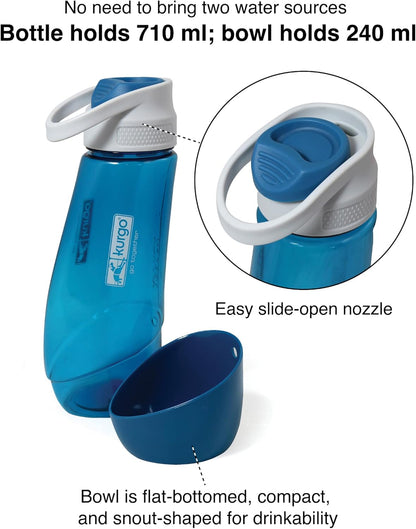 Gourd 2 in 1 Dog Travel Water Bottle, Pet Water Bottle, Portable Water Dish for Dogs, Detachable Bowl, PVC/BPA Free, Dishwasher Safe, Holds 24 Oz
